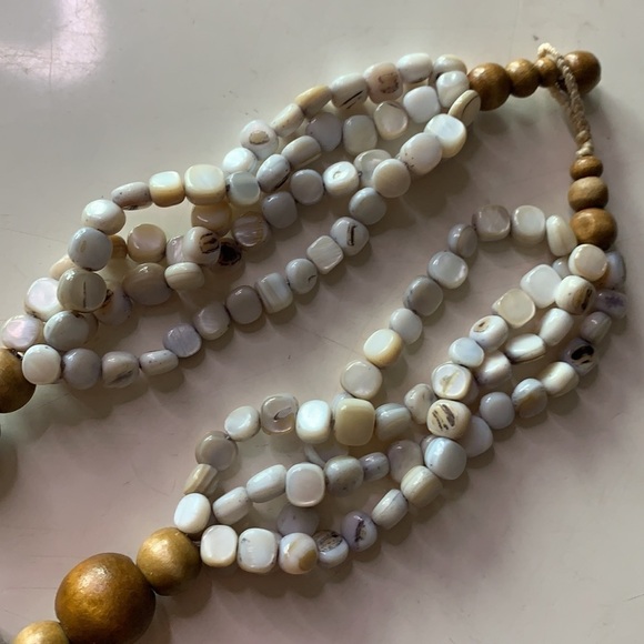 Abalone shell pendant Natural elements beaded necklace multi layer - Picture 3 of 6